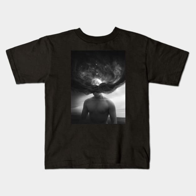 Daydreaming BW Kids T-Shirt by RoscoAdrian